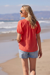 Half Sleeve Smocked Neck Blouse