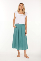 Flare Hem Midi Skirt
