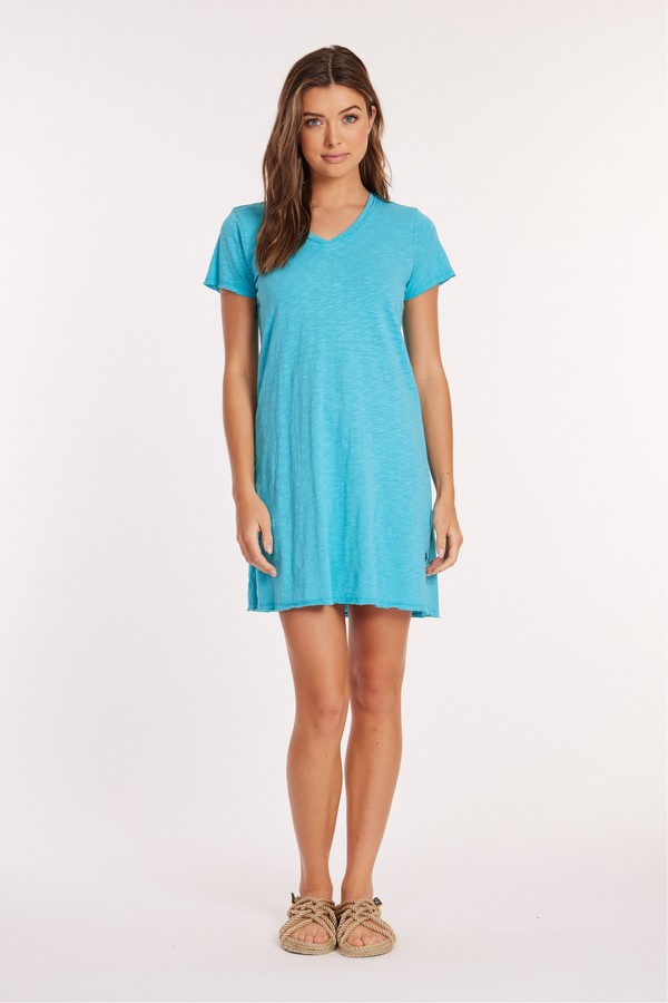 Longer S/S V-Neck Tee Dress