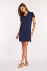 Longer S/S V-Neck Tee Dress