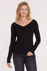 L/S Open V Fitted Top