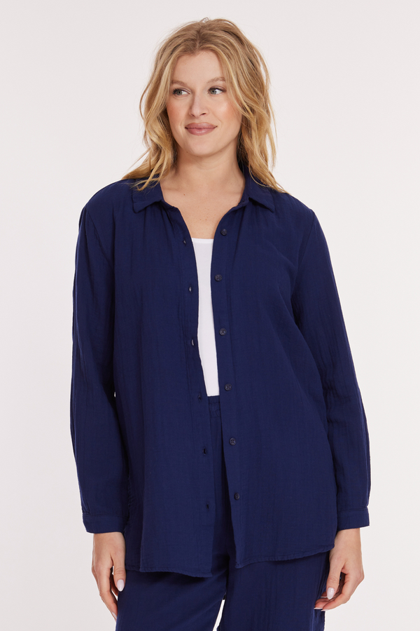 L/S Tunic Button-Up Shirt