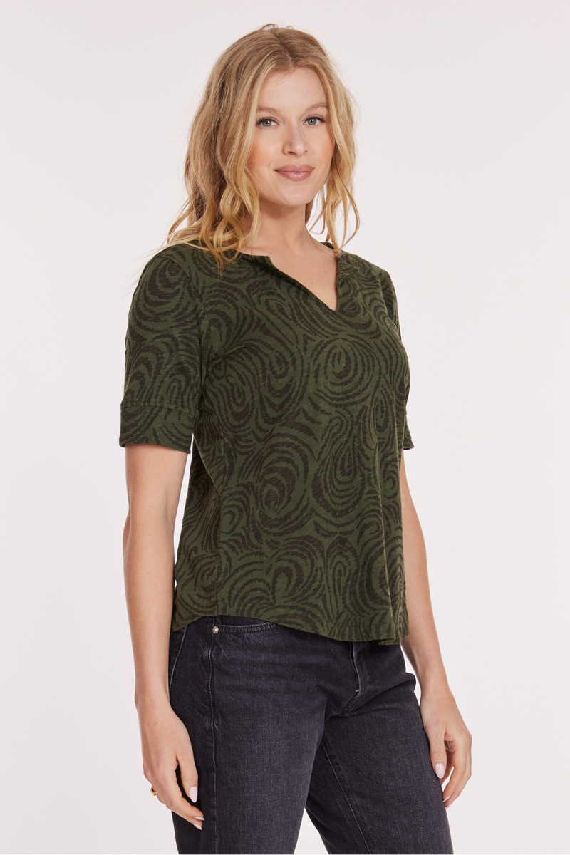 Half Sleeve Split Neck Relaxed Tee