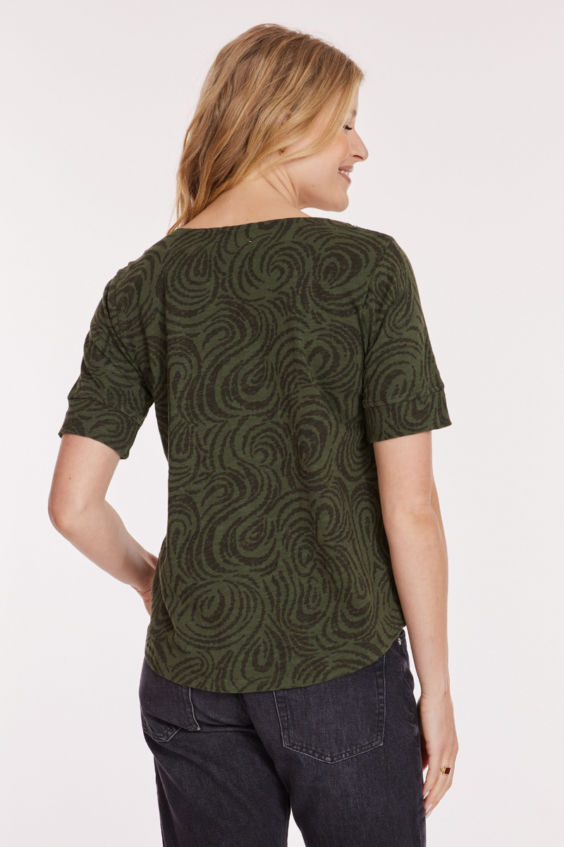 Half Sleeve Split Neck Relaxed Tee