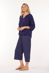 3/4 Sleeve Split Neck Tee