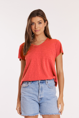 V-Neck Tee w/ Curved Hem