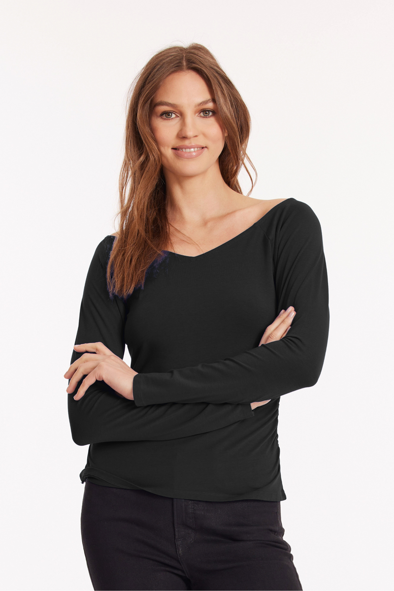 L/S Open V Fitted Top