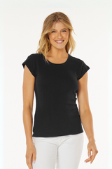 Cap Sleeve Open Crew Slim Tee