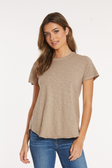 Crewneck Tee with Curved Hem
