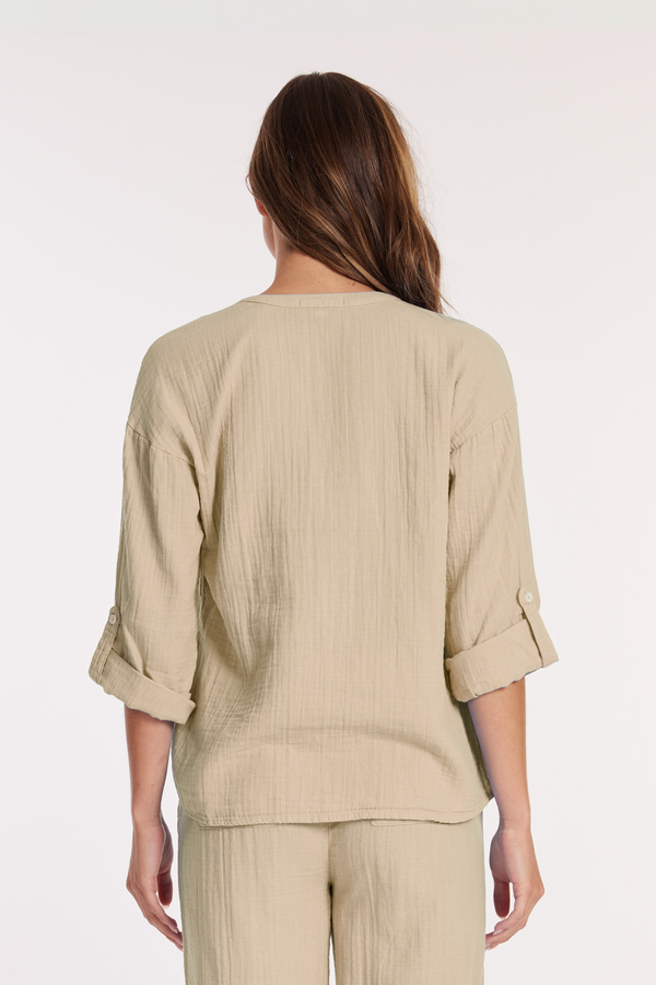 Roll-Up Sleeves Button Up Top