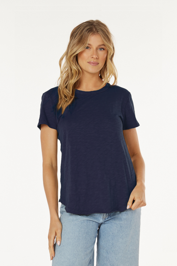 Crewneck Tee with Curved Hem