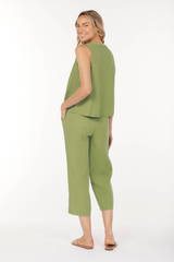 Ribbed Waist Midi Pants