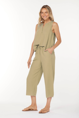 Ribbed Waist Midi Pants