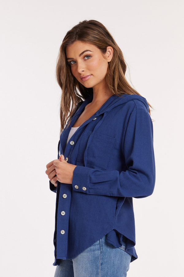 Roll-Up Sleeves Hooded Shacket