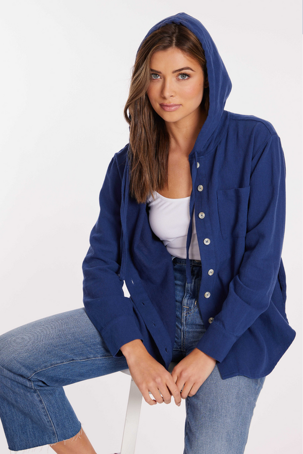 Roll-Up Sleeves Hooded Shacket