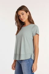 S/S Crew Swing Tee w/ rib detail