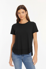 S/S Crew Swing Tee w/ rib detail