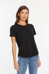 S/S Crew Swing Tee w/ rib detail