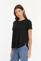 S/S Crew Swing Tee w/ rib detail