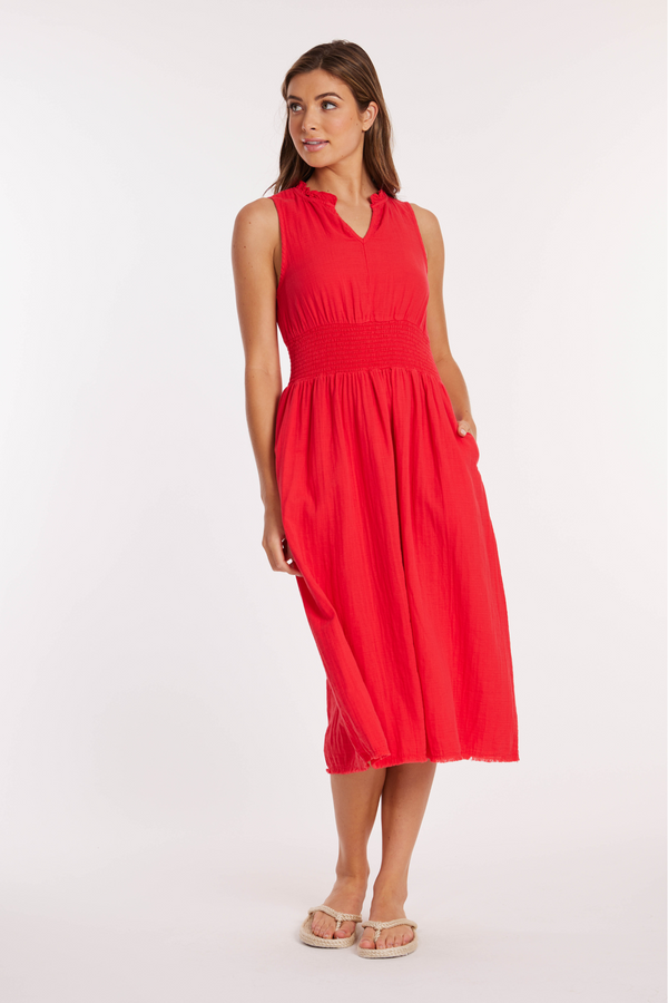 Smocked Waist Midi Tank Dress