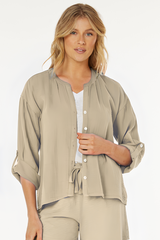 Roll-Up Sleeves Button Up Top