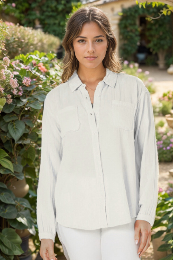 Long Sleeve Flowy Button-Up Top