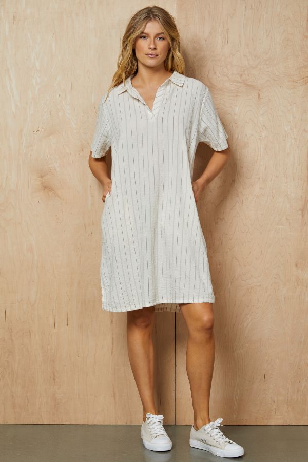 Short Sleeve Henley Shirt Dress