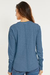 L/S Waffle Mix V-Neck Top