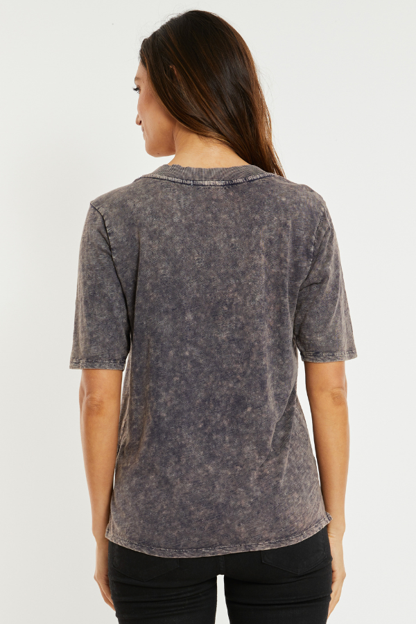 Half Sleeve Wide V-Neck Boxy Tee