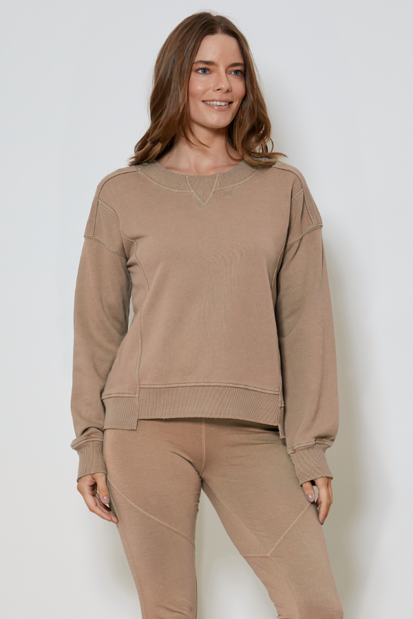 L/S Seamed Crop Sweatshirt w/Dorito Inset