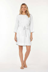 Gathered Waist Crew Mini Dress