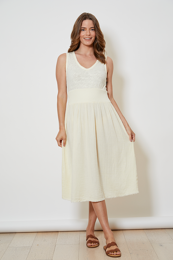 white tank midi dress Mix Media Tank Midi Dress RAW OATS / XL by mododoc / / adult