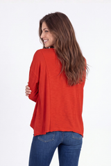 3/4 Sleeve Mix Media Boxy Top
