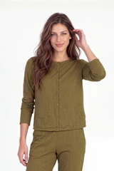 L/S Button Front Slim Top