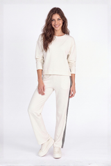 L/S Boxy Crew Top w/ side trim