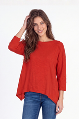 3/4 Sleeve Mix Media Boxy Top