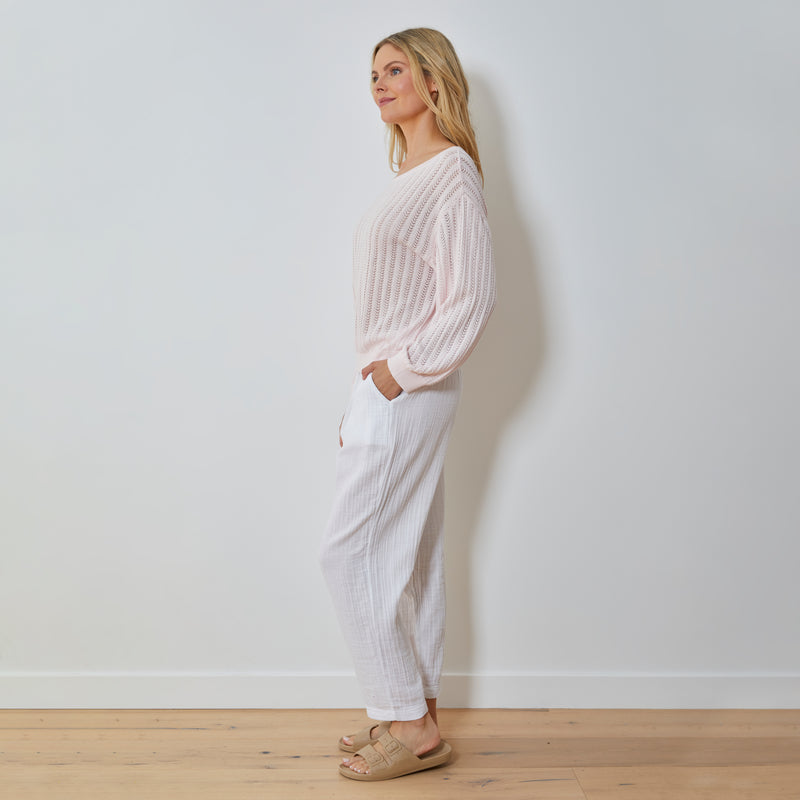 Long Sleeve Boatneck Crop Sweater