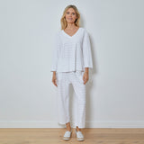 3/4 Sleeve V-neck Hi-low Top